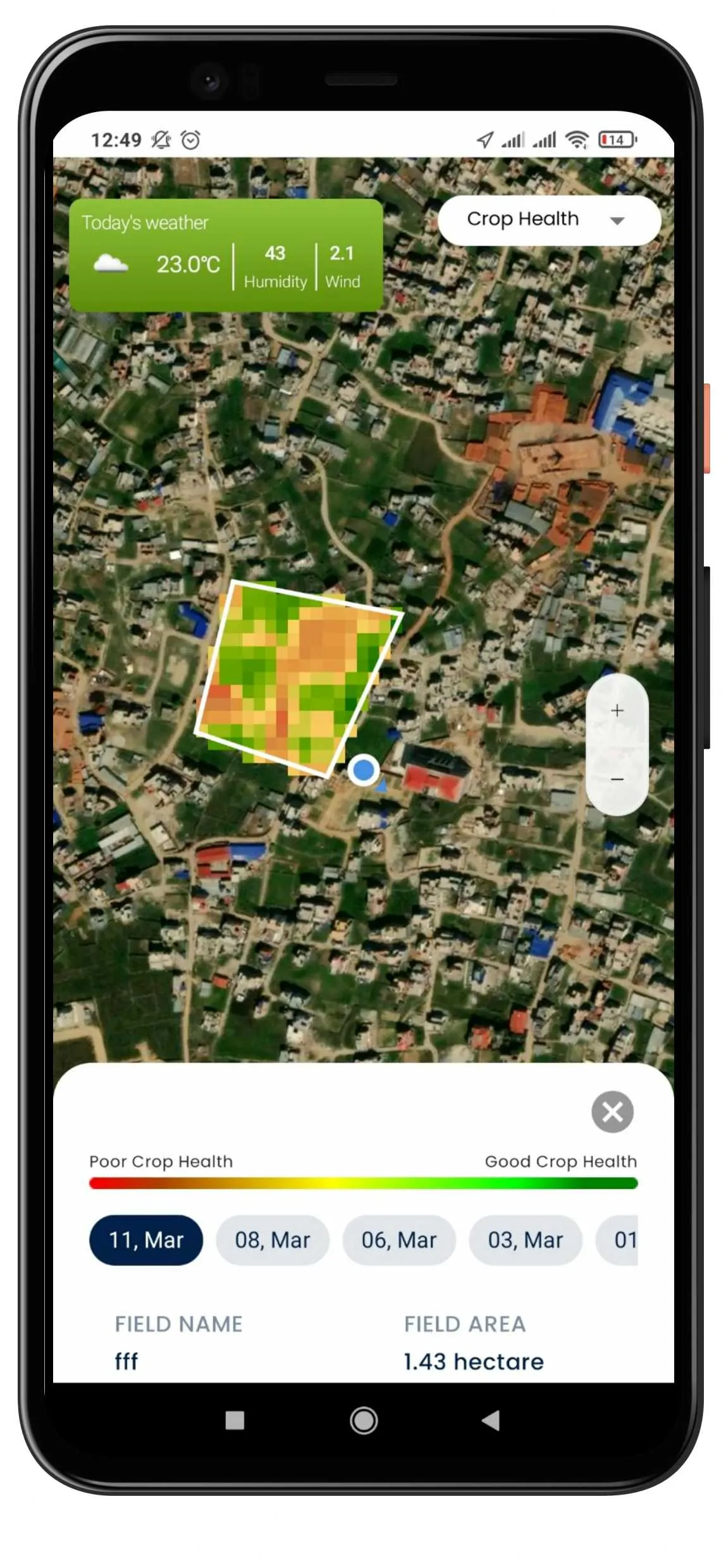 PlantSat Krishi Beema mobile app features